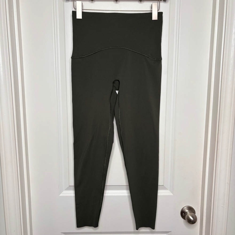 Spanx Booty Boost Active Leggings Dark Olive Green High Rise Medium Sculpting